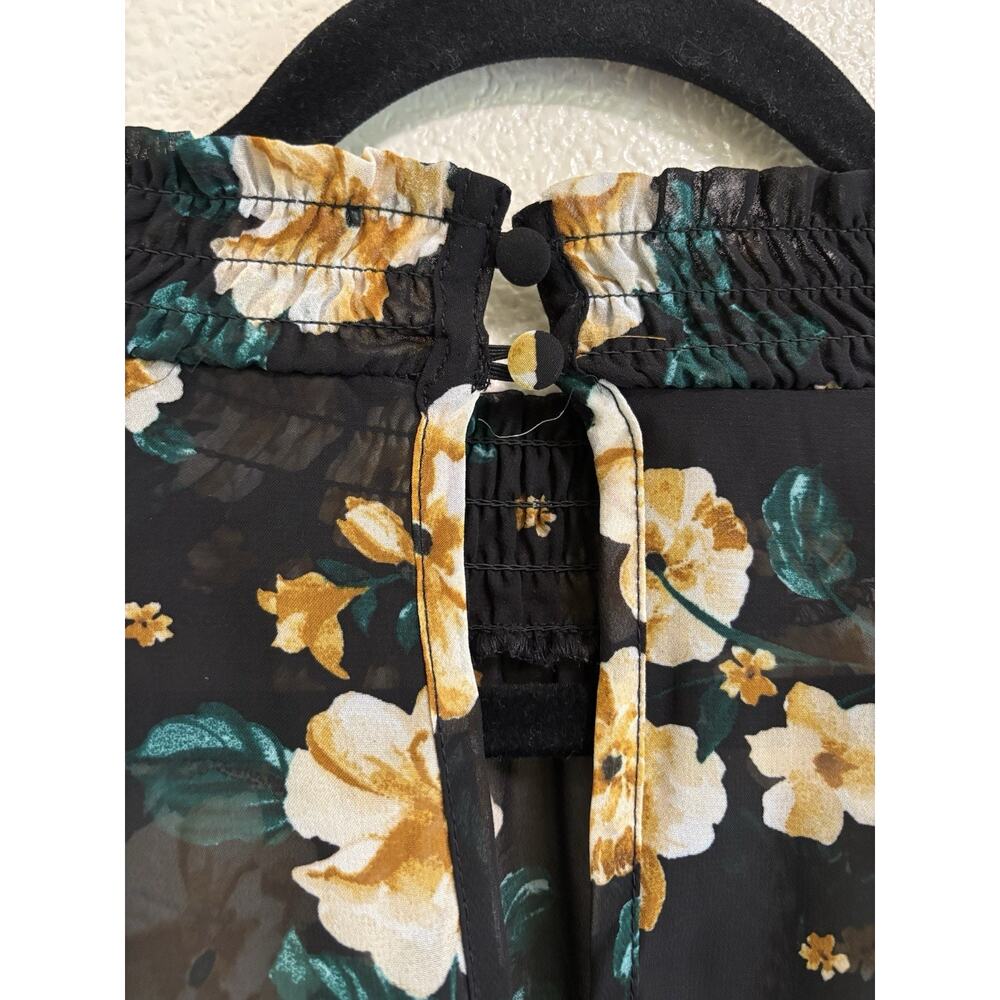 Torrid Black Floral Chiffon Overlay Mini Dress Smocked Neck Cottagecore Size 1X - Picture 5 of 8